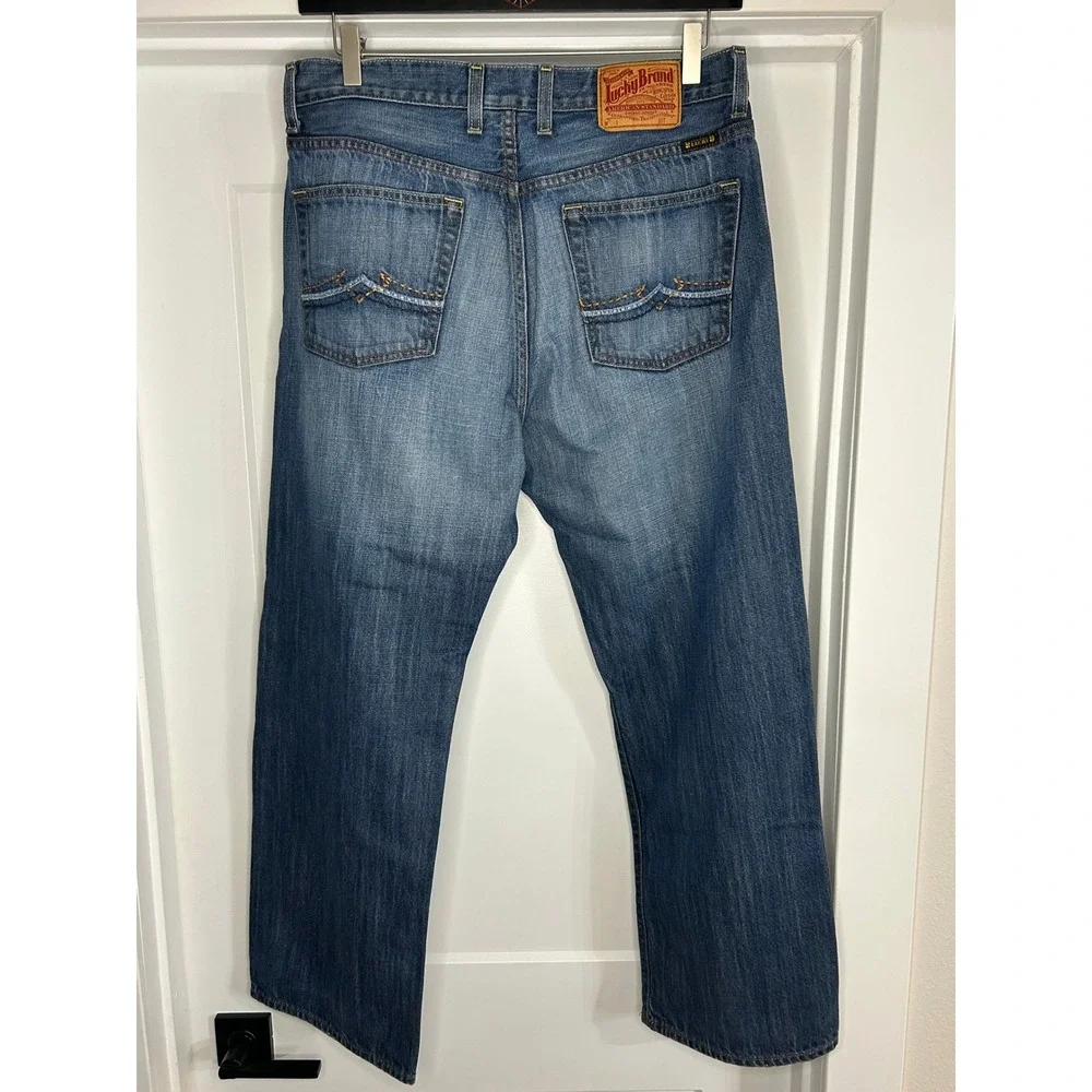 Lucky Brand‎ Taylor Straight Leg Jeans Mens 34x29 Blue Medium Wash Denim Vintage